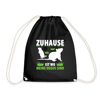 Zuhause Ist Wo Meine Degus Sind Geschenk - Turnbeutel - Schwarz - Vorne