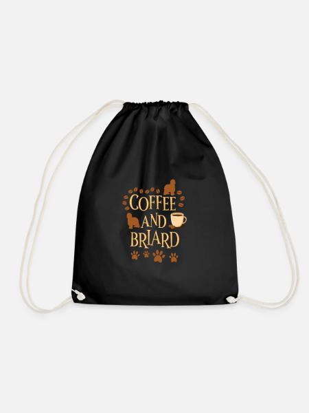Kaffee und Briard - Turnbeutel - Schwarz
