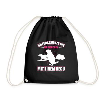Unterschätze Nie Ein Mädchen Mit Einem Degu - Turnbeutel - Schwarz - Vorne
