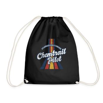 Vintage Retro Chemtrail Pilot Parody Shirt - Turnbeutel - Schwarz - Vorne