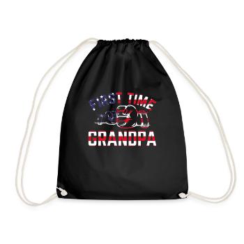 First Time Grandpa American Flag Grandpa Paternity - Drawstring Bag - black - Front