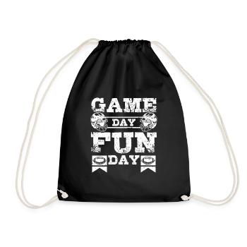 Game day fun day american football - Turnbeutel - Schwarz - Vorne