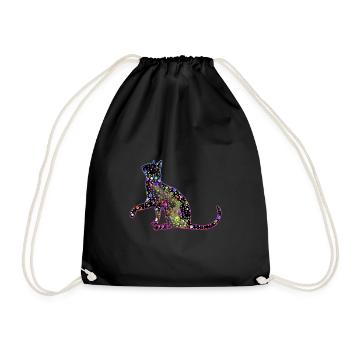 Bunte Katze - Turnbeutel - Schwarz - Vorne