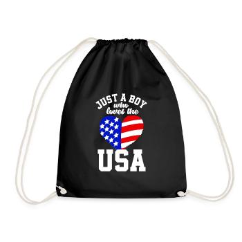 America USA American American - Drawstring Bag - black - Front