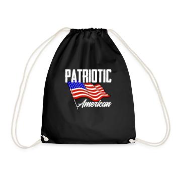 America USA American American - Drawstring Bag - black - Front