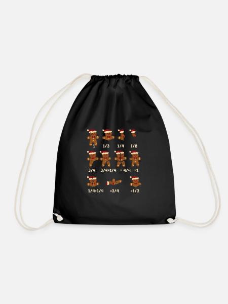 Weihnachten Math Lehrer Bruch Lebkuchen Cookie - Turnbeutel - Schwarz