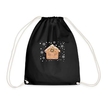Noël bonhomme en pain d'épice maison drôle Noël - Sac de sport léger - noir - Devant