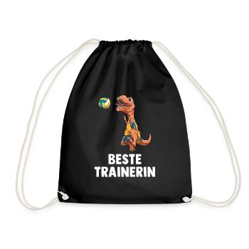 Volleyball Trainerin T-Rex - Lustiges Volleyball - Turnbeutel - Schwarz - Vorne