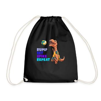 Niedlicher und lustiger Volleyball-T-Rex - Turnbeutel - Schwarz - Vorne