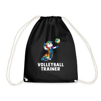 Volleyball Trainer - Niedliches Volleyball Einhorn - Turnbeutel - Schwarz - Vorne
