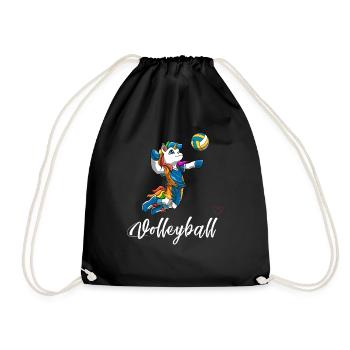 Volleyball Einhorn - Liebe Volleyball - Turnbeutel - Schwarz - Vorne