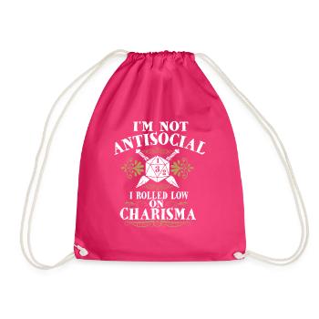 Nicht Asozial, Ich Rollte Mit Niedrigem Charisma - Turnbeutel - Fuchsia - Vorne