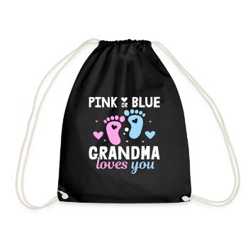 Pink or Blue Grandma Loves You Father Gender - Drawstring Bag - black - Front