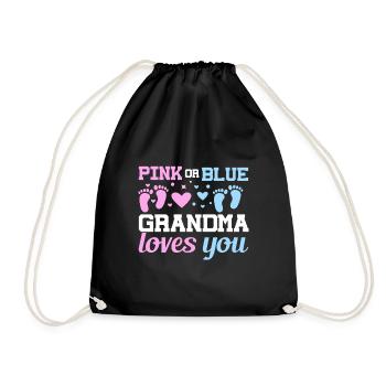 Pink or Blue Grandma Loves You Father Gender - Drawstring Bag - black - Front