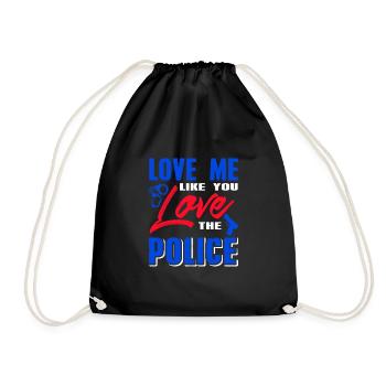 Love Me Like You Love The Police Cool Retro - Drawstring Bag - black - Front