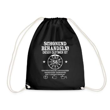Schonend Behandeln Oldtimer Ist 58 Jahre 58. - Turnbeutel - Schwarz - Vorne