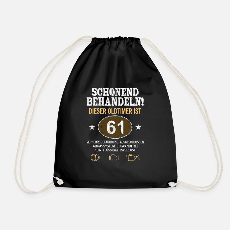 Schonend Behandeln Oldtimer Ist 61 Jahre 61. - Turnbeutel - Schwarz