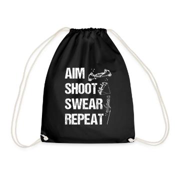 Bowfishing Aim Shoot Swear Repeat Bowfisher - Drawstring Bag - black - Front