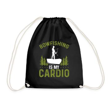 Bowfishing is my Cardio Fisher Bowhunter Bowfisher - Drawstring Bag - black - Front