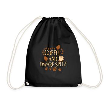 Kaffee und Zwergspitz - Turnbeutel - Schwarz - Vorne