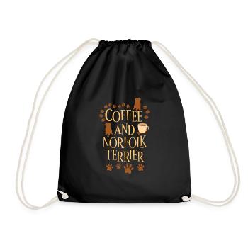 Kaffee und Norfolk Terrier - Turnbeutel - Schwarz - Vorne