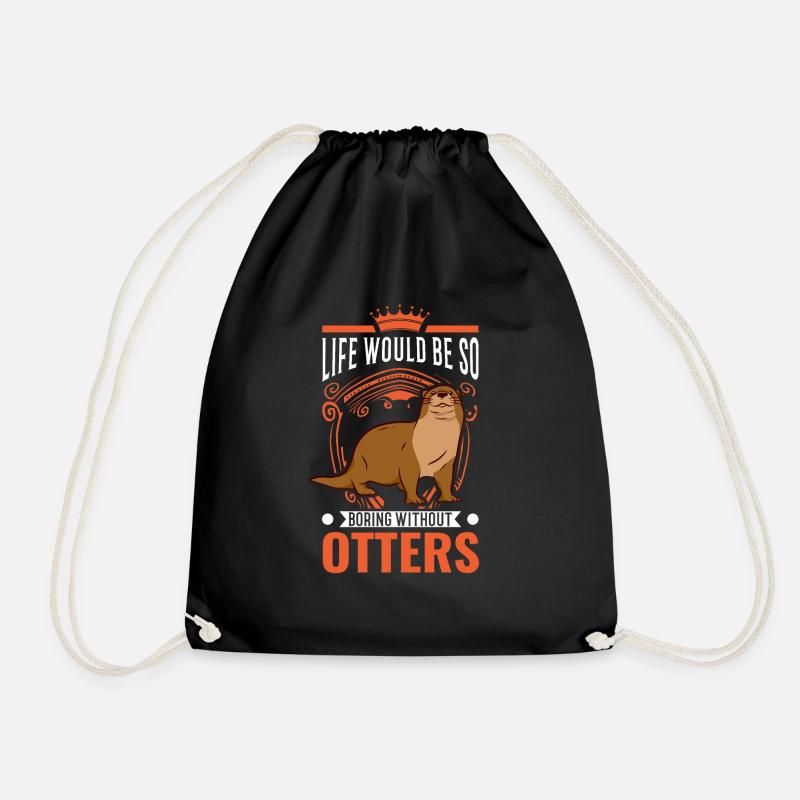 Otter Gift Otter Sea Otter - Drawstring Bag - black