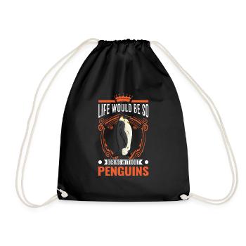 Pinguin Geschenk Penguin - Turnbeutel - Schwarz - Vorne