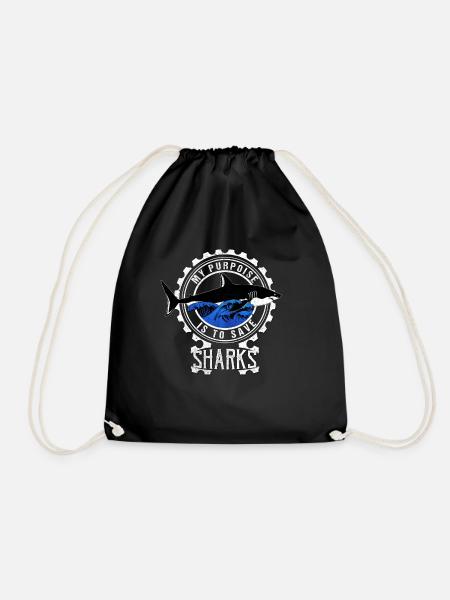 Shark Sharks Diver Shark - Drawstring Bag - black