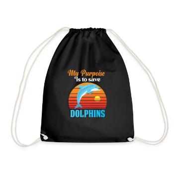 Dolphin Dolphins - Drawstring Bag - black - Front