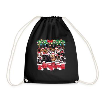 Chiens mignons pour Noël - Amoureux des chiens de noël - Sac de sport léger - noir - Devant