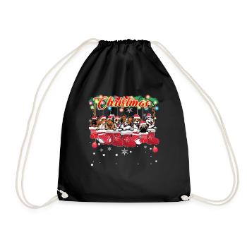 Chiens mignons et câlins de Noël - Sac de sport léger - noir - Devant
