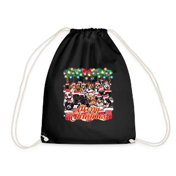 Frohe Weihnachten von niedlichen und kuscheligen Hunden - Turnbeutel - Schwarz - Vorne