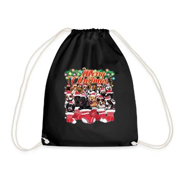 Joyeux Noël Famille Assorti Mignon Chiens Noël Noël - Sac de sport léger - noir - Devant