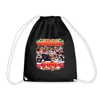 Funny Dog Theme Christmas - Wonderpaw Dogs Xmas - Drawstring Bag - black - Front