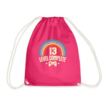 13. Geburtstag Level 13 Jahre Lustiges Gamer - Turnbeutel - Fuchsia - Vorne