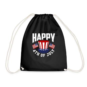 America USA American American - Drawstring Bag - black - Front