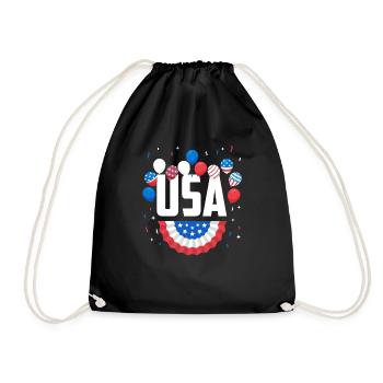 America USA American American - Drawstring Bag - black - Front