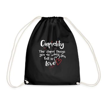 Cupidity Valentine's Day Love Makes Stupid Shirt - Drawstring Bag - black - Front
