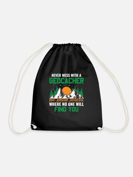 Geocaching Geocacher Geschenk - Turnbeutel - Schwarz