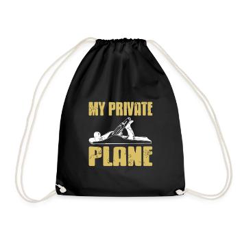 My Private PLANE Funny Retro Wood Worker T-Shirt - Drawstring Bag - black - Front