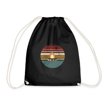 Campfire Camping Retro - Drawstring Bag - black - Front
