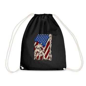 Amerikanische Ringen Patriotische Ringer Usa Flag - Turnbeutel - Schwarz - Vorne