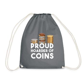 Numismatik Münzsammeln Geschenk - Turnbeutel - Grau - Vorne