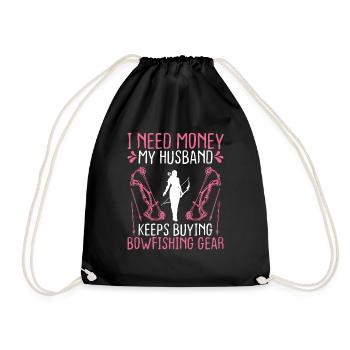 Bowfishing Wife Bowhunter Fisherman Bowfisher Girl - Turnbeutel - Schwarz - Vorne