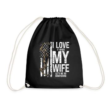 Pêche à l’arc J’aime ma femme chasseuse à l’arc Pêcheur - Sac de sport léger - noir - Devant