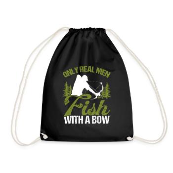 Bowfisher Only Real Men Fish with A Bow Fisherman - Drawstring Bag - black - Front
