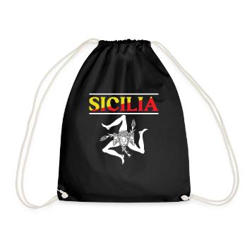 Sizilien flagge Sizilien Palermo Italien - Turnbeutel - Schwarz - Vorne