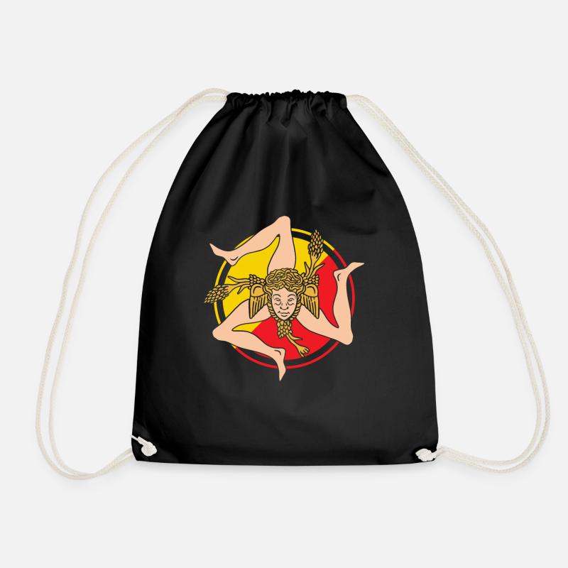 Sicily flag Sicily Palermo Italy - Drawstring Bag - black