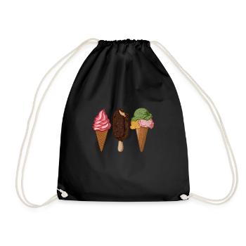 Eiscreme Wassereis Waffeleis Gelato Eis Liebhaber - Turnbeutel - Schwarz - Vorne