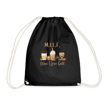 Man I Love Fall, Pumpkin Spice Coffee - Drawstring Bag - black - Front
